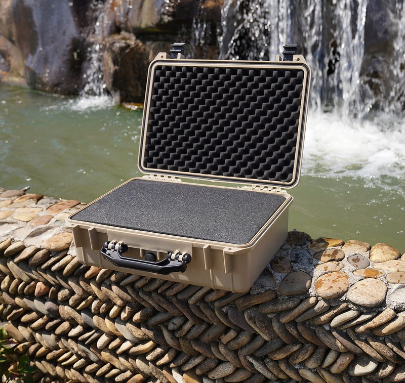 MEIJIA Portable IP67 Waterproof Protective Case, Hard Camera Case with customizable foam, Perfectly Protection of Camera, Drones, Pistols,Lens, Equipments, 18.5 x14.06x6.93inches(Desert Tan) - Image 4